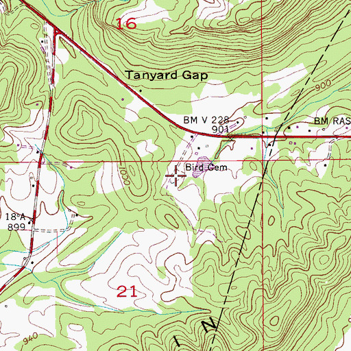 Topographic Map of Bird Cemetery, AL