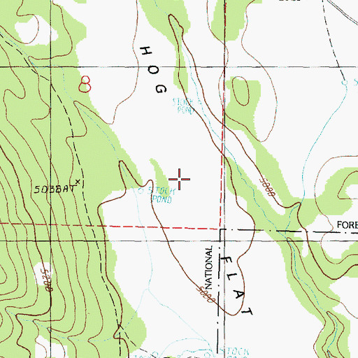 Topographic Map of Hog Flat, OR
