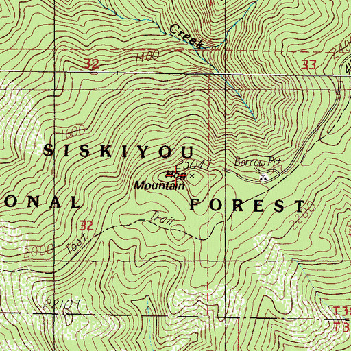 Topographic Map of Hog Mountain, OR