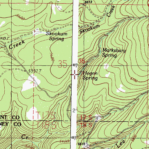 Topographic Map of Hogan Spring, OR