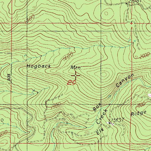 Topographic Map of Hogback Mountain, OR
