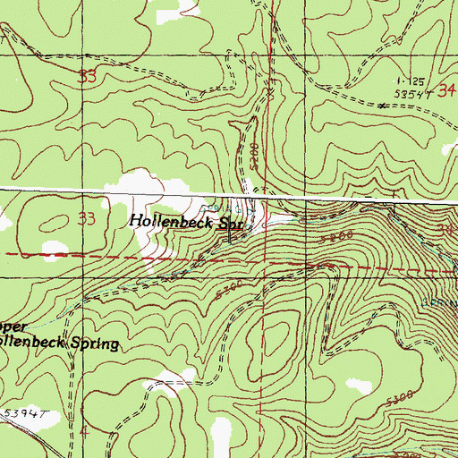 Topographic Map of Hollenbeck Spring, OR