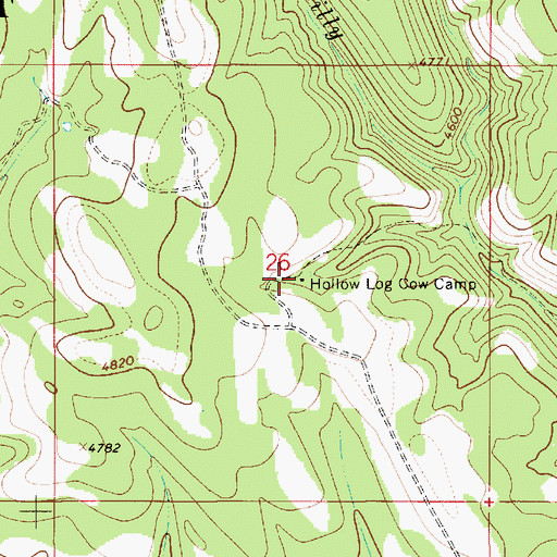 Topographic Map of Hollow Log Cow Camp, OR