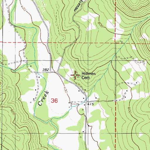 Topographic Map of Holmes Cemetery, OR