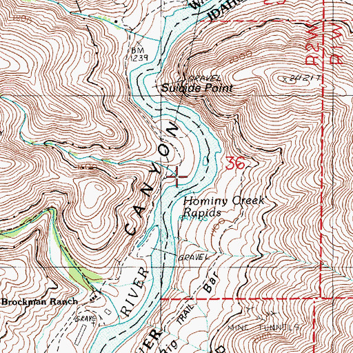 Topographic Map of Hominy Creek, OR