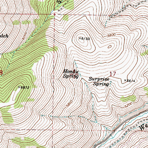 Topographic Map of Hondu Spring, OR