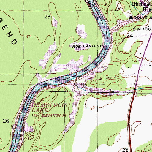 Topographic Map of Birdine Creek, AL
