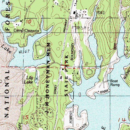 Topographic Map of Jessie M Honeyman Memorial State Park, OR