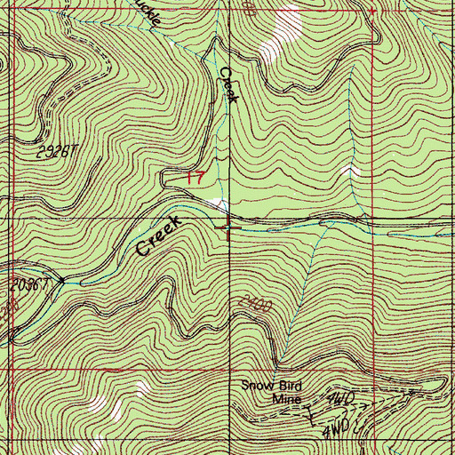 Topographic Map of Honeysuckle Creek, OR