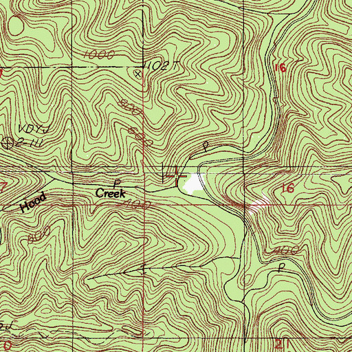 Topographic Map of Hood Creek, OR