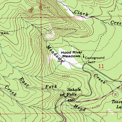 Topographic Map of Hood River Meadows, OR