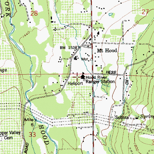 Topographic Map of Mount Hood National Forest Hood River Ranger District Hood River Ranger Station, OR