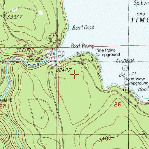 Topographic Map of Hood View Recreation Site, OR