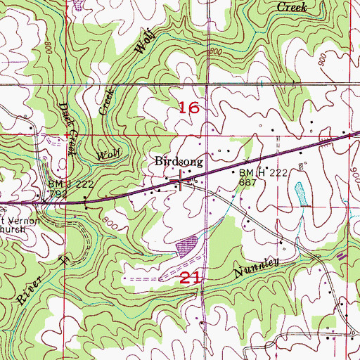 Topographic Map of Birdsong, AL