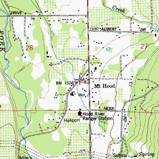Topographic Map of Mount Hood, OR