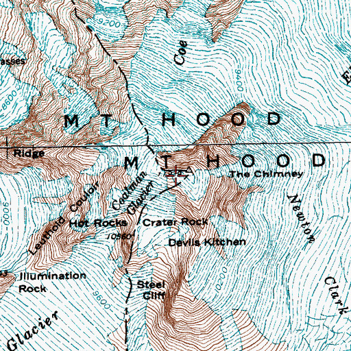 Topographic Map of Mount Hood, OR