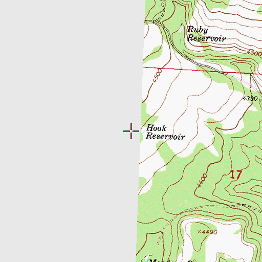 Topographic Map of Hook Reservoir, OR