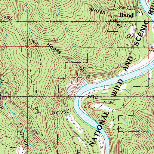 Topographic Map of Hooks Gulch, OR