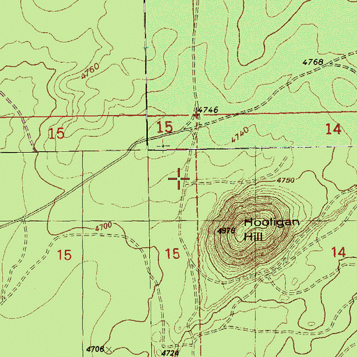 Topographic Map of Hooligan Hill, OR