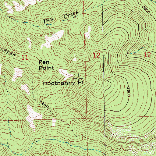 Topographic Map of Hootnanny Point, OR