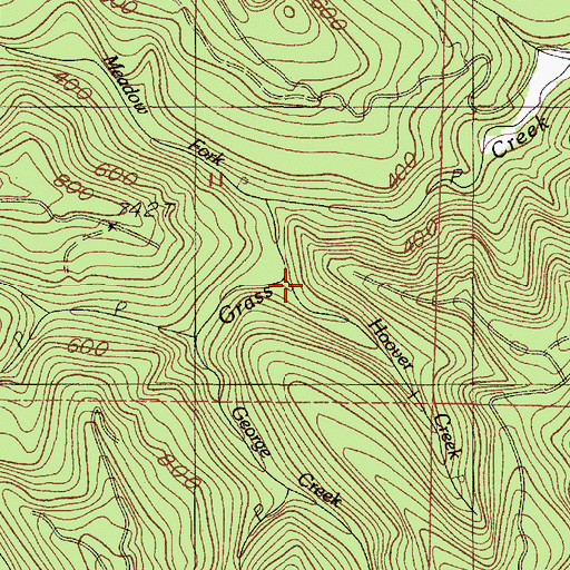 Topographic Map of Hoover Creek, OR