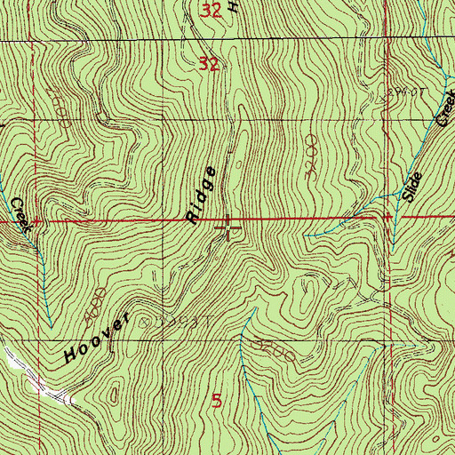 Topographic Map of Hoover Ridge, OR