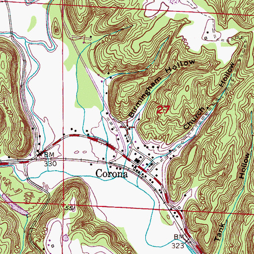 Topographic Map of Birmingham Hollow, AL