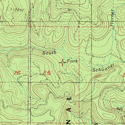 Topographic Map of Horner Creek, OR