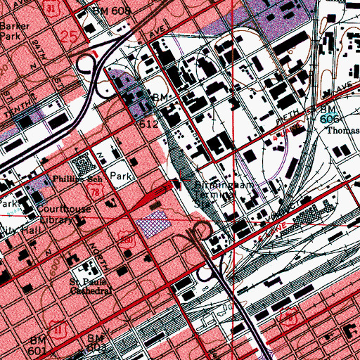 Topographic Map of Birmingham Terminal Station, AL