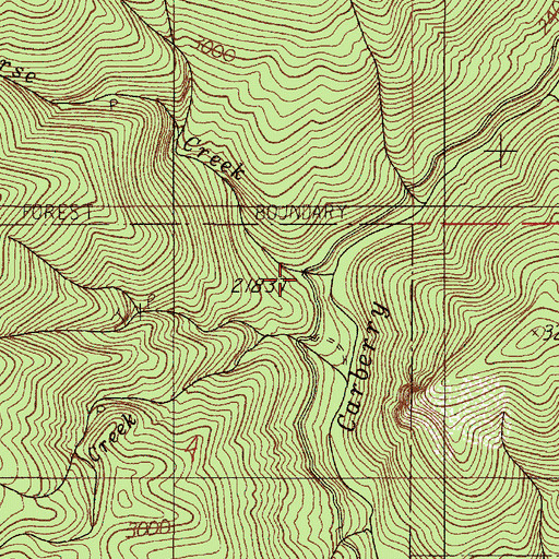 Topographic Map of Horse Creek, OR
