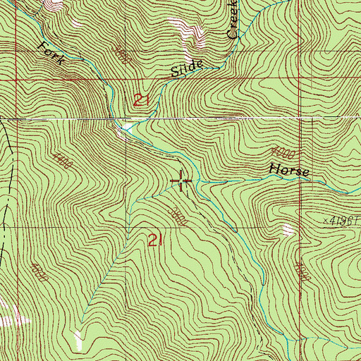 Topographic Map of Horse Creek, OR