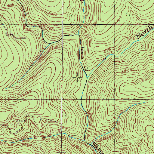 Topographic Map of Horse Creek, OR