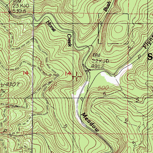 Topographic Map of Horse Creek, OR