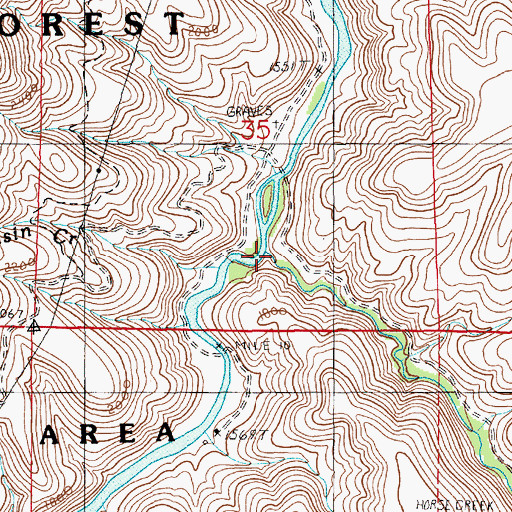 Topographic Map of Horse Creek, OR