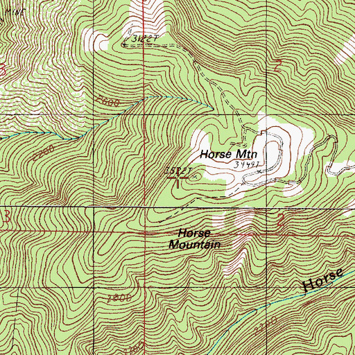 Topographic Map of Horse Mountain, OR