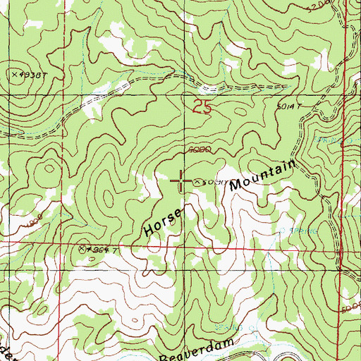 Topographic Map of Horse Mountain, OR