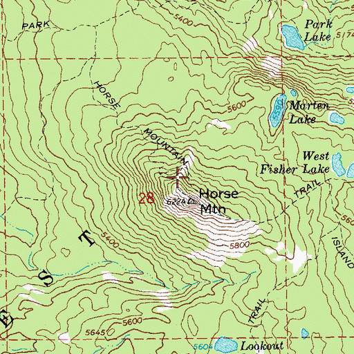 Topographic Map of Horse Mountain Trail, OR
