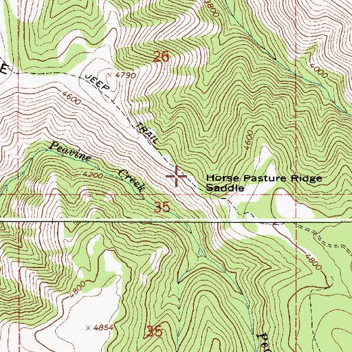 Topographic Map of Horse Pasture Ridge Saddle, OR