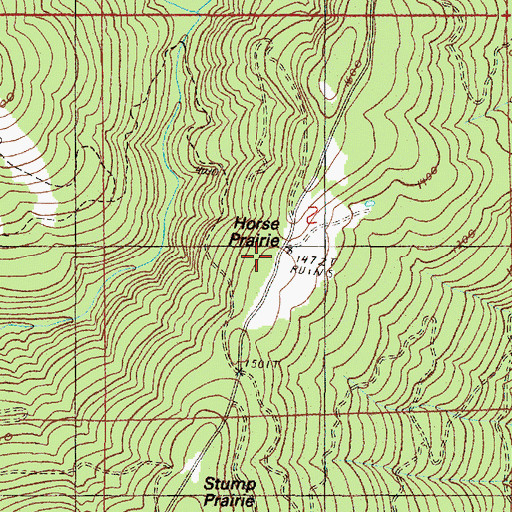 Topographic Map of Horse Prairie, OR