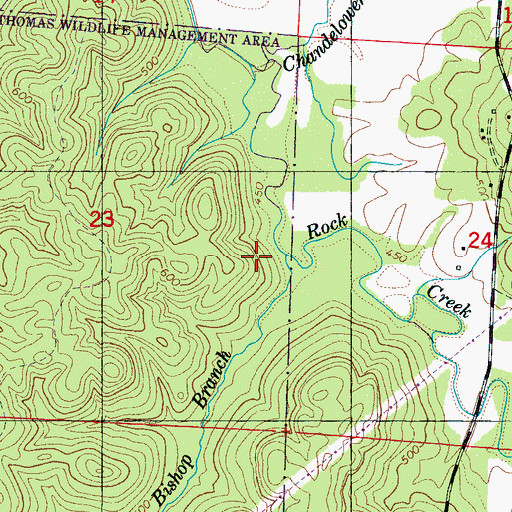 Topographic Map of Bishop Branch, AL