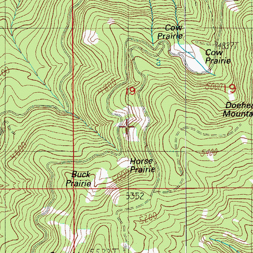 Topographic Map of Horse Prairie, OR