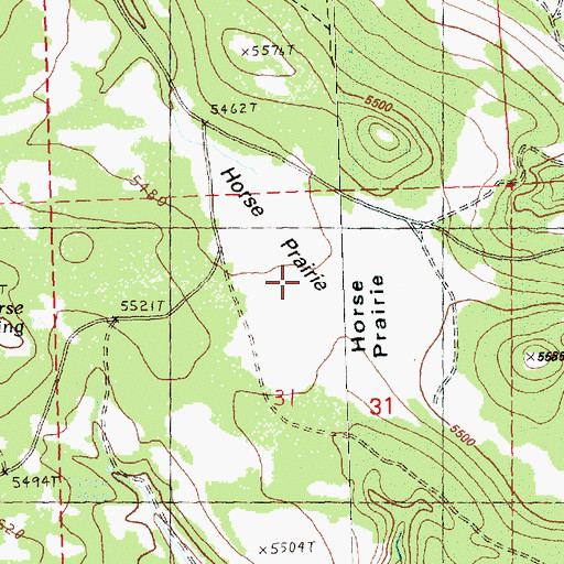 Topographic Map of Horse Prairie, OR
