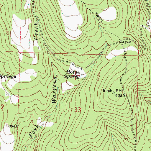 Topographic Map of Horse Spring, OR