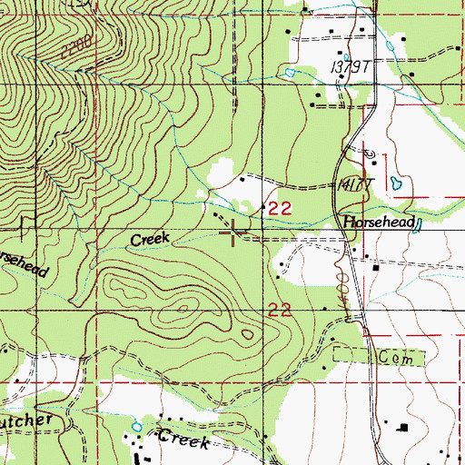 Topographic Map of Horsehead Creek, OR