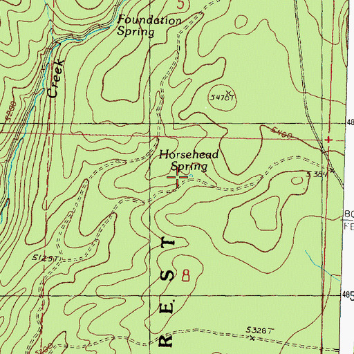 Topographic Map of Horsehead Spring, OR