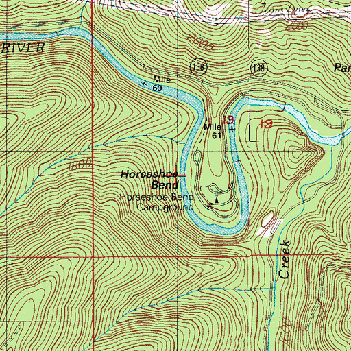 Topographic Map of Horseshoe Bend, OR