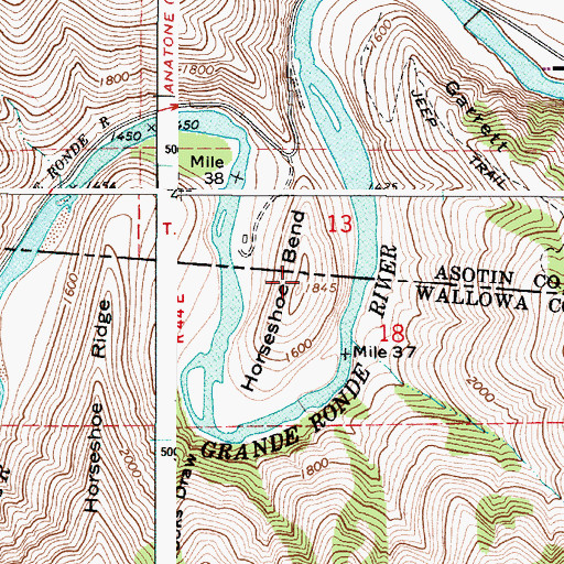 Topographic Map of Horseshoe Bend, OR