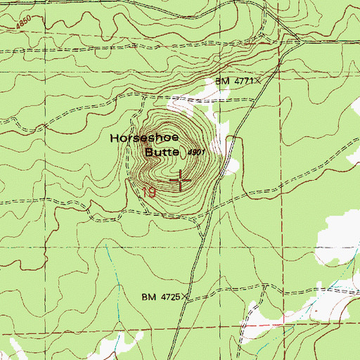 Topographic Map of Horseshoe Butte, OR