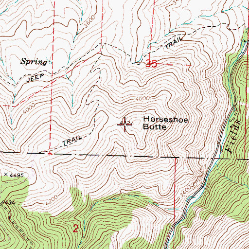 Topographic Map of Horseshoe Butte, OR