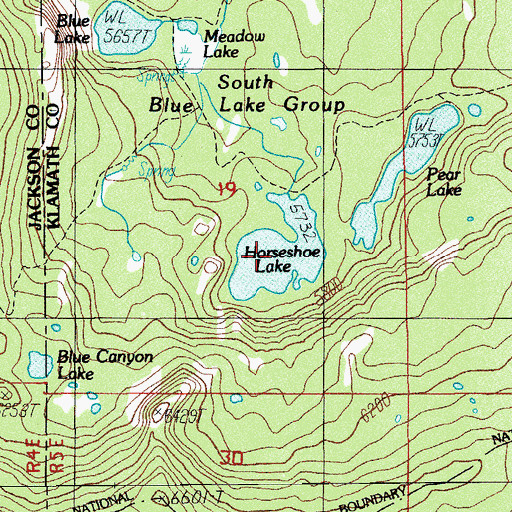 Topographic Map of Horseshoe Lake, OR